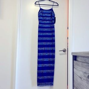 Aidan Mattox Blue Sequin Gown NWT
